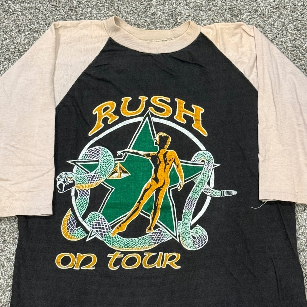 Vintage 1981 RUSH Moving Pictures Tour Raglan Band T-Shirt Mens L 80s Rock Tee